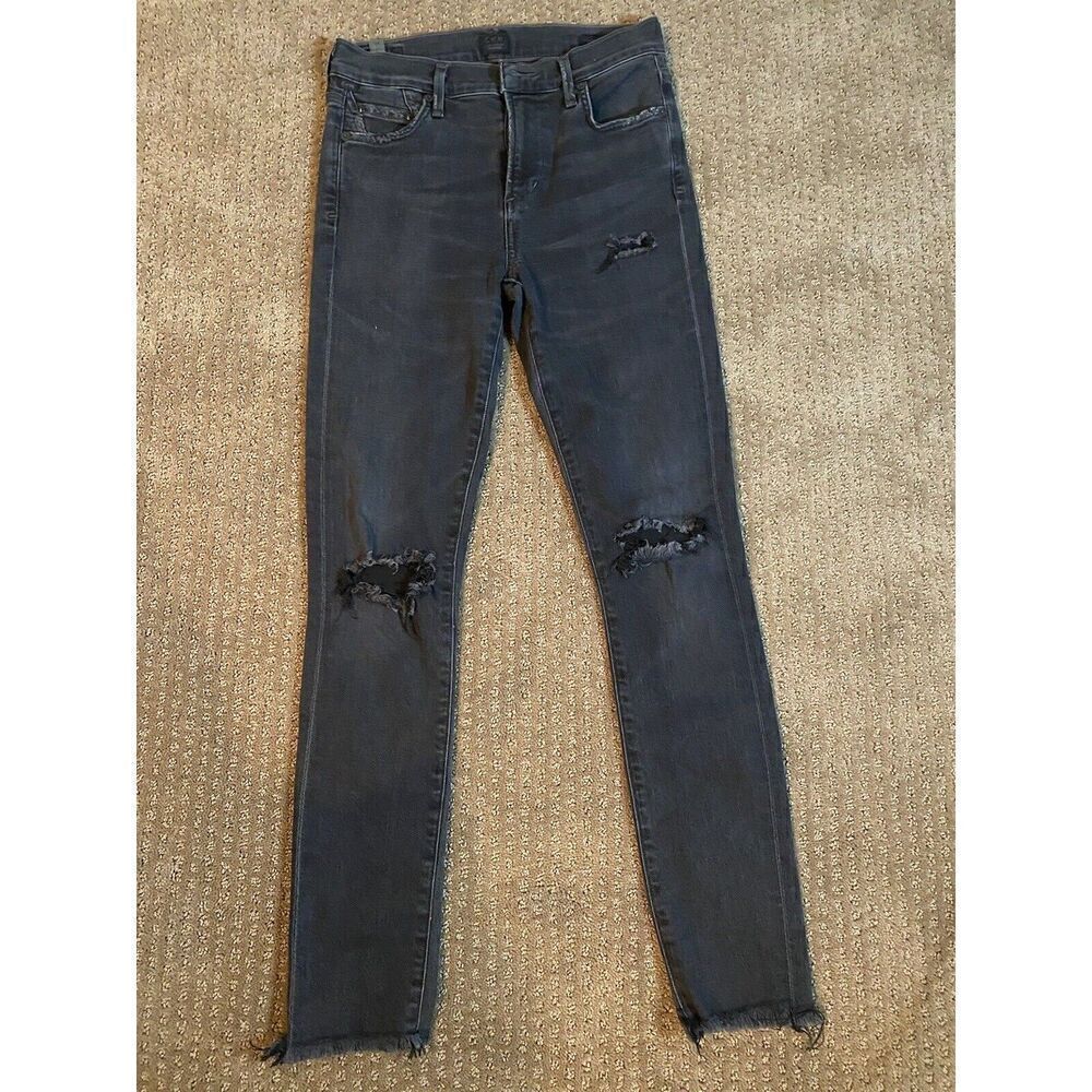 Citizens Of Humanity Rocket High Rise Distressed Skinny Jeans Womens 24 Raw Hem